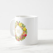 Monogramm Vintage Blumenschädigung Tasse (Vorderseite Links)