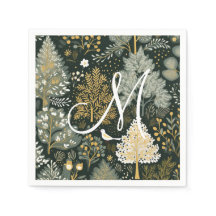 Monogramm Vintage Boho Grün Goldene Weihnachtsbäum