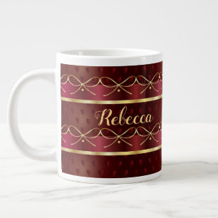 Monogramm Vintage Burgunderfarbe Luxus-Muster Jumbo-Tasse