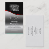 Monogramm, Vintage Fahrzeugmechanik, roter Swoosh Visitenkarte (Vorne/Hinten)