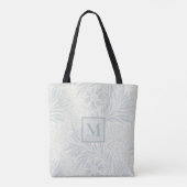 Monogramm Vintage-Grau Blumenmuster | Botanisch Tasche (Rückseite)