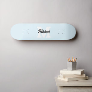 Monogramm Vintage Kalligrafie Pastell Blue Skateboard