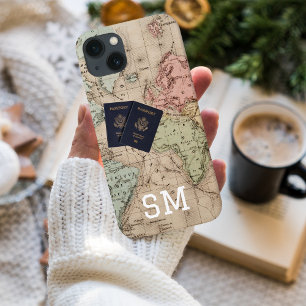 Monogramm Vintage Karte und Reisepass Case-Mate iPhone Hülle