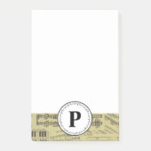 Monogramm Vintage-Notenblatt Musik Musiker Post-it Klebezettel (Vorderseite)