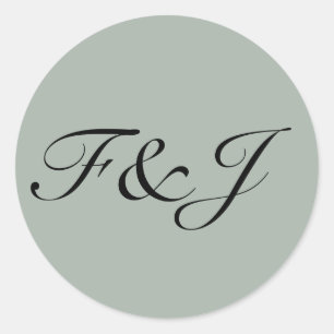 Monogramm Vintage Pastell Hellgrün Hochzeit Runder Aufkleber