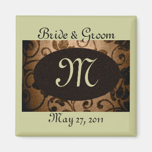 Monogramm Vintage-Pergament Save-The-Date-Magnet Magnet