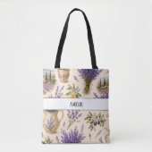 Monogramm Vintage Provence Lavendel-Tragetasche Tasche (Vorderseite)