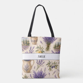 Monogramm Vintage Provence Lavendel-Tragetasche Tasche