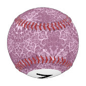 Monogramm Vintage-Rosa-Muster Baseball (Rückseite)