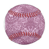 Monogramm Vintage-Rosa-Muster Baseball (Vorderseite)
