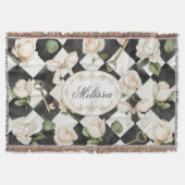 Monogramm Vintage Rose Blume Schwarz-weiß Diamond Decke (Vorderseite)