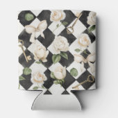 Monogramm Vintage Rose Blume Schwarz-weiß Diamond Dosenkühler (Rückseite)