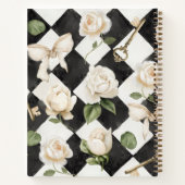 Monogramm Vintage Rose Blume Schwarz-weiß Diamond Notizblock (Rückseite)