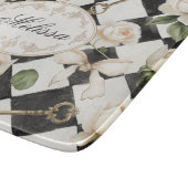 Monogramm Vintage Rose Blume Schwarz-weiß Diamond Schneidebrett (Ecke)