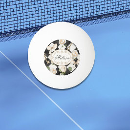 Monogramm Vintage Rose Blume Schwarz-weiß Diamond Tischtennisball