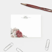 Monogramm Vintage Rose Post-it Klebezettel