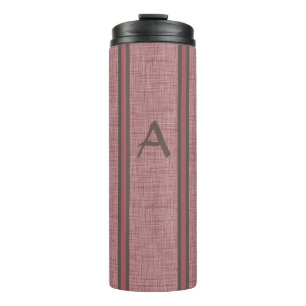 Monogramm Vintage Rot Neutrales Leinendesign Thermosbecher