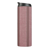 Monogramm Vintage Rot Neutrales Leinendesign Thermosbecher (Nach rechts gedreht)