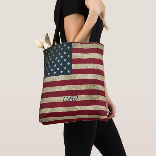 Monogramm Vintage Rustic Flagge Tasche (Von Nahem)