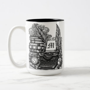 Monogramm Vintage-Schreiber-Themenfarbe Färbe mich Zweifarbige Tasse