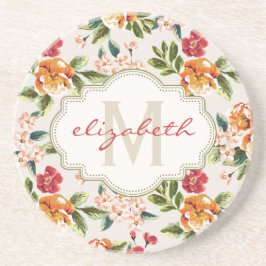 Monogramm Vintage Viktorianische Farbe Untersetzer