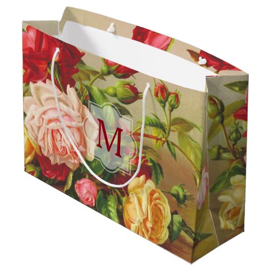 Monogramm-Vintage viktorianische Große Geschenktüte (Rückseite Schrägansicht)