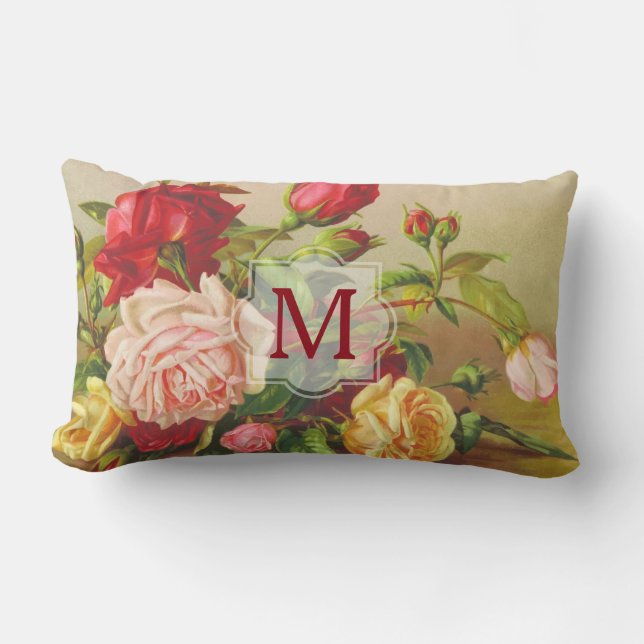 Monogramm-Vintage viktorianische Lendenkissen (Vorderseite)