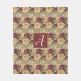 Monogramm Vintage Viktorianische Rose Fleecedecke