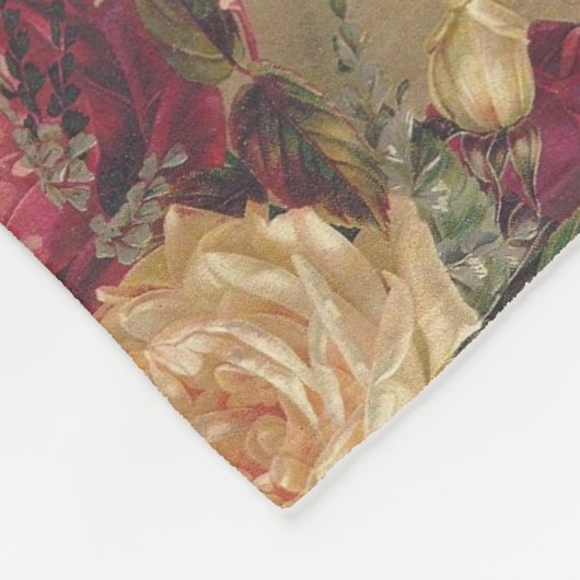 Monogramm Vintage Viktorianische Rose Fleecedecke (Ecke)