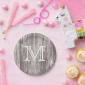 Monogramm Vintager Altholzhintergrund Pappteller (Party)