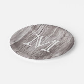 Monogramm Vintager Altholzhintergrund Pappteller (Schrägansicht)