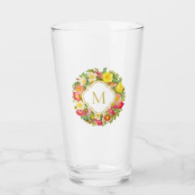Monogramm Vintager Blumenreath Wilde Rose