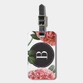 Monogramm Vintager botanischer Ausdruck | Gepäckan Gepäckanhänger (Vorderseite vertikal)