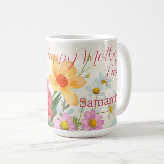 Monogramm "Vintager floraler Muttertag" Kaffeetasse (VorderseiteRechts)
