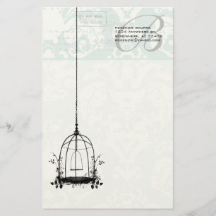 Monogramm Vintager Geburtskorb Pastell Blau Briefpapier