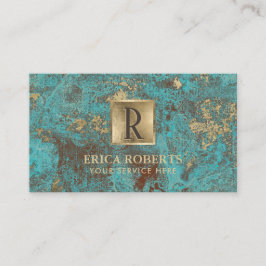 Monogramm-Vintager Goldzuersttürkis u. aquamarin Visitenkarte