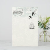 Monogramm Vintager Vogelkäfig mit Vogelluftpost Briefpapier (Stehend Vorderseite)