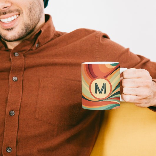 Monogramm Vintager Wave Strip Kaffeetasse