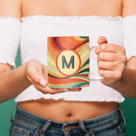 Monogramm Vintager Wave Strip Kaffeetasse