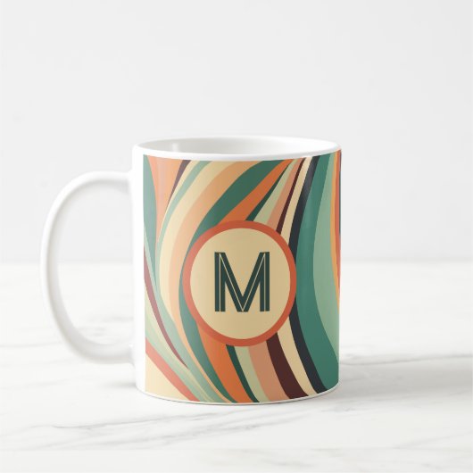 Monogramm Vintager Wave Strip Kaffeetasse (Links)
