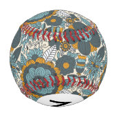 Monogramm Vintages Blumenmuster Baseball (Rückseite)