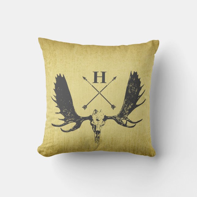 Monogramm Vintages Boho auf Imitat zerquetschte Kissen (Vorderseite)