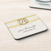 Monogramm-Vintages Goldweißes Untersetzer-Set Getränkeuntersetzer (Linke Seite)