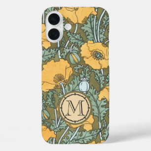Monogramm Vintages Mohngelbes Blumenmuster iPhone 16 Plus Hülle
