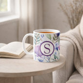 Monogramm Violett Blumig Kaffeetasse