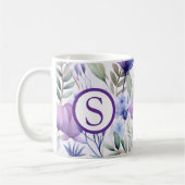 Monogramm Violett Blumig Kaffeetasse (Links)