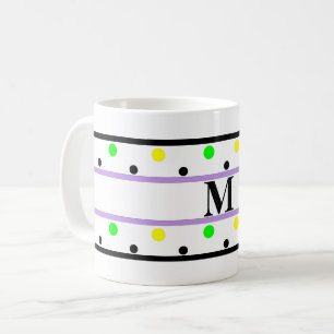 Monogramm violett gelb grüne Tupfen Kaffeetasse