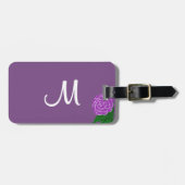 Monogramm Violette Lila-Blüten-Wasserfarbe Gepäckanhänger (Vorderseite horizontal)