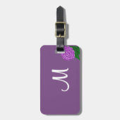 Monogramm Violette Lila-Blüten-Wasserfarbe Gepäckanhänger (Vorderseite vertikal)