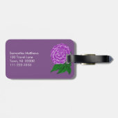 Monogramm Violette Lila-Blüten-Wasserfarbe Gepäckanhänger (Rückseite horizontal)